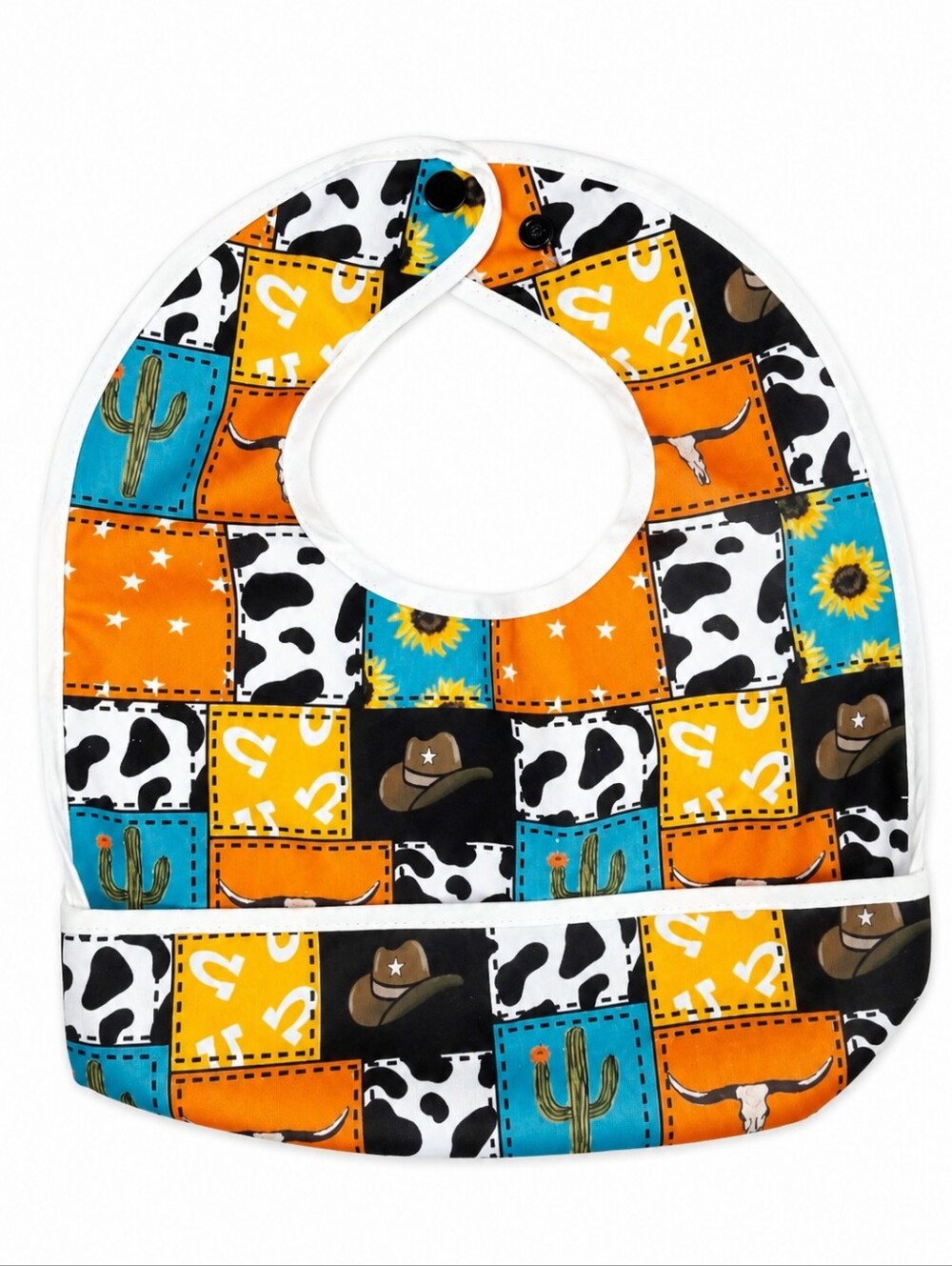 •Cowboy Ranch Print Baby Flip Bib